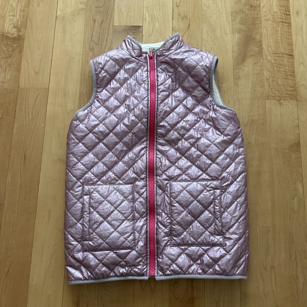 Girls Pink Metallic Puffy Vest